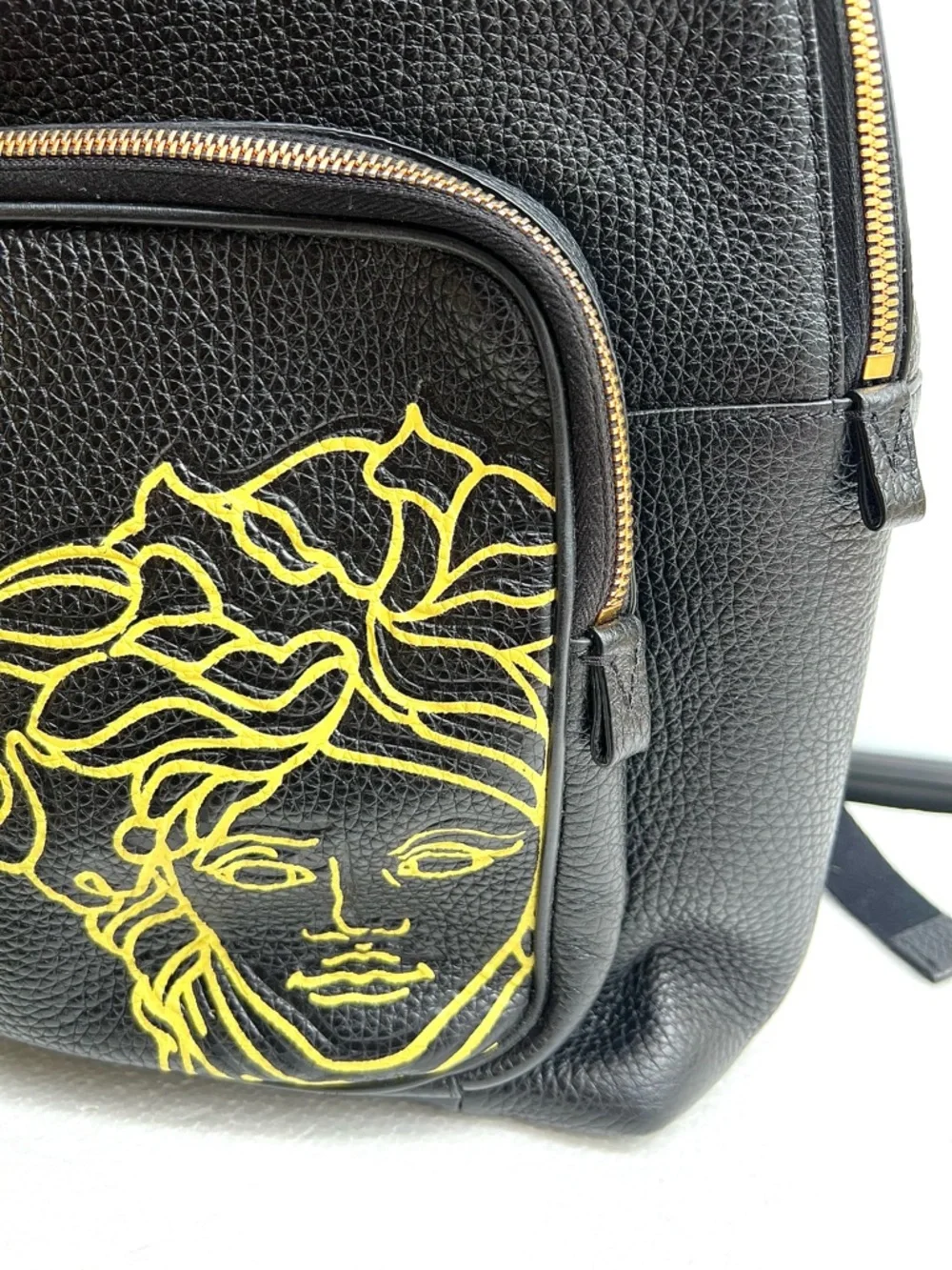 Versace Leather Medusa Backpack Black Travel Bag